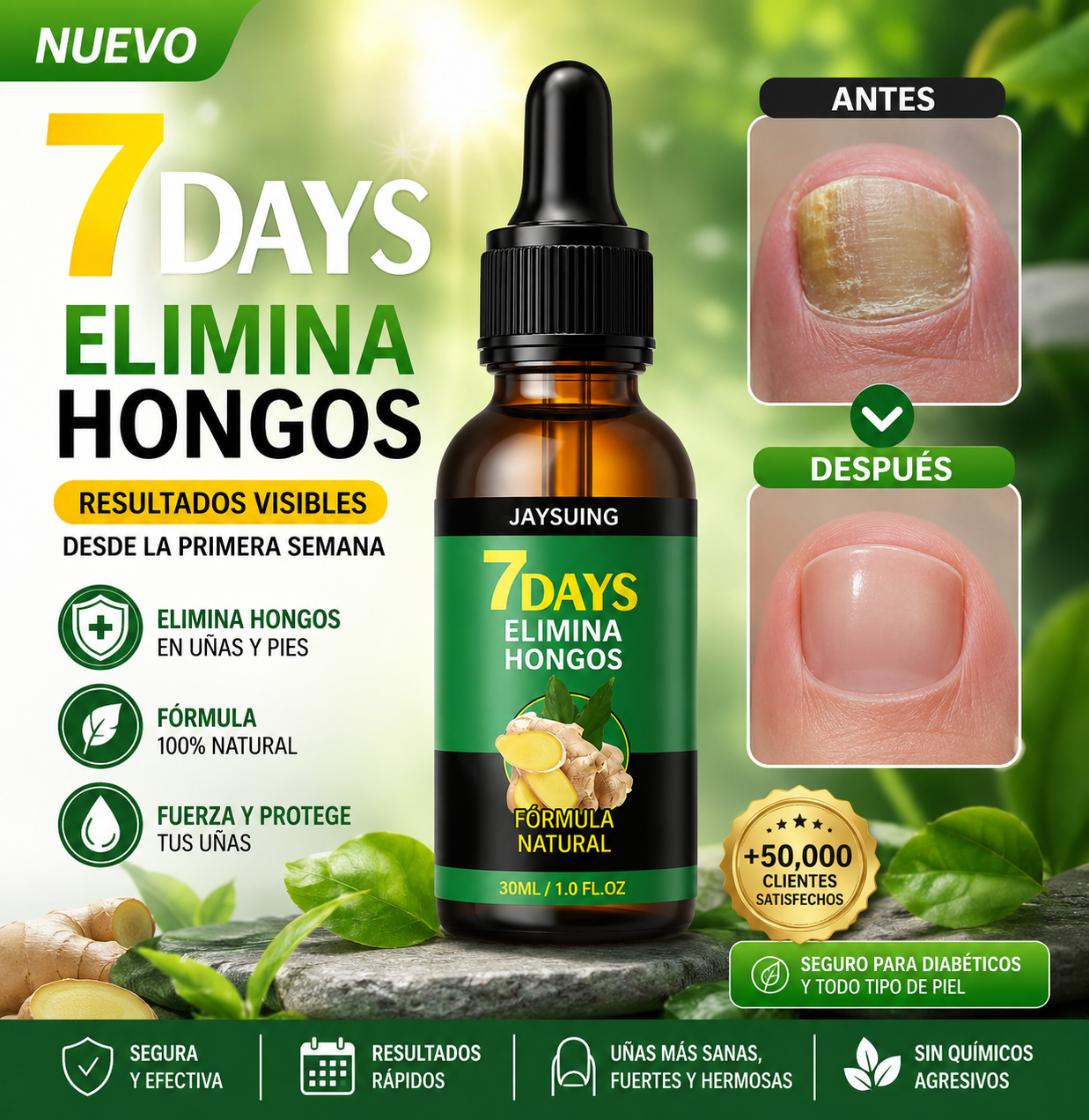 Elimina Los Hongos o Te Regresamos Tu Dinero ° 7 Days Nail Fungus Treatment